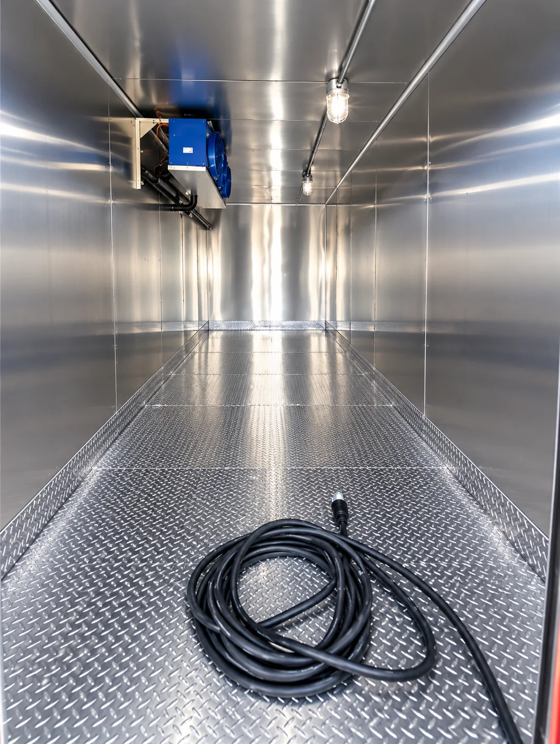 Interior cooling system in the 12 ft refrigerated trailer